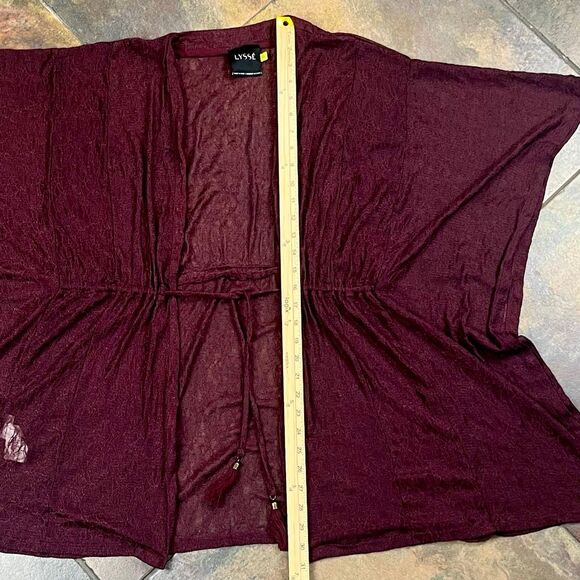 Lyssé Burgundy Women's Sheer Open Front Kimono Cardigan XL - Picture 5 of 12